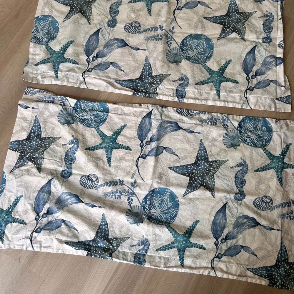 Pottery Barn Blue Sealife Starfish King Shams